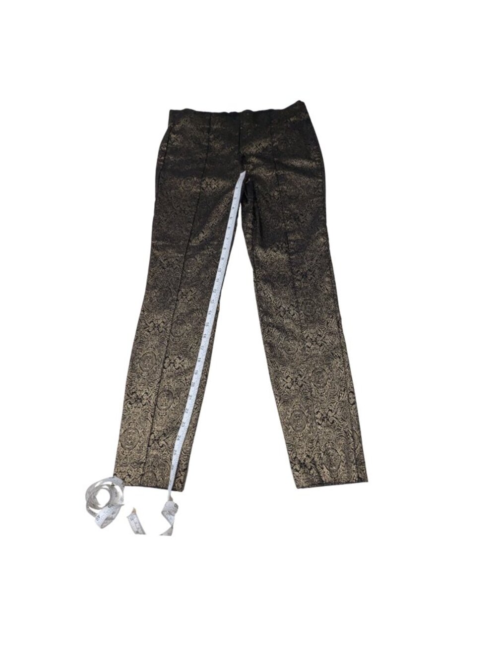 Alfani Black Gold Metallic Baroque Jacquard Mid Rise Pants Size 4 - Picture 6 of 8